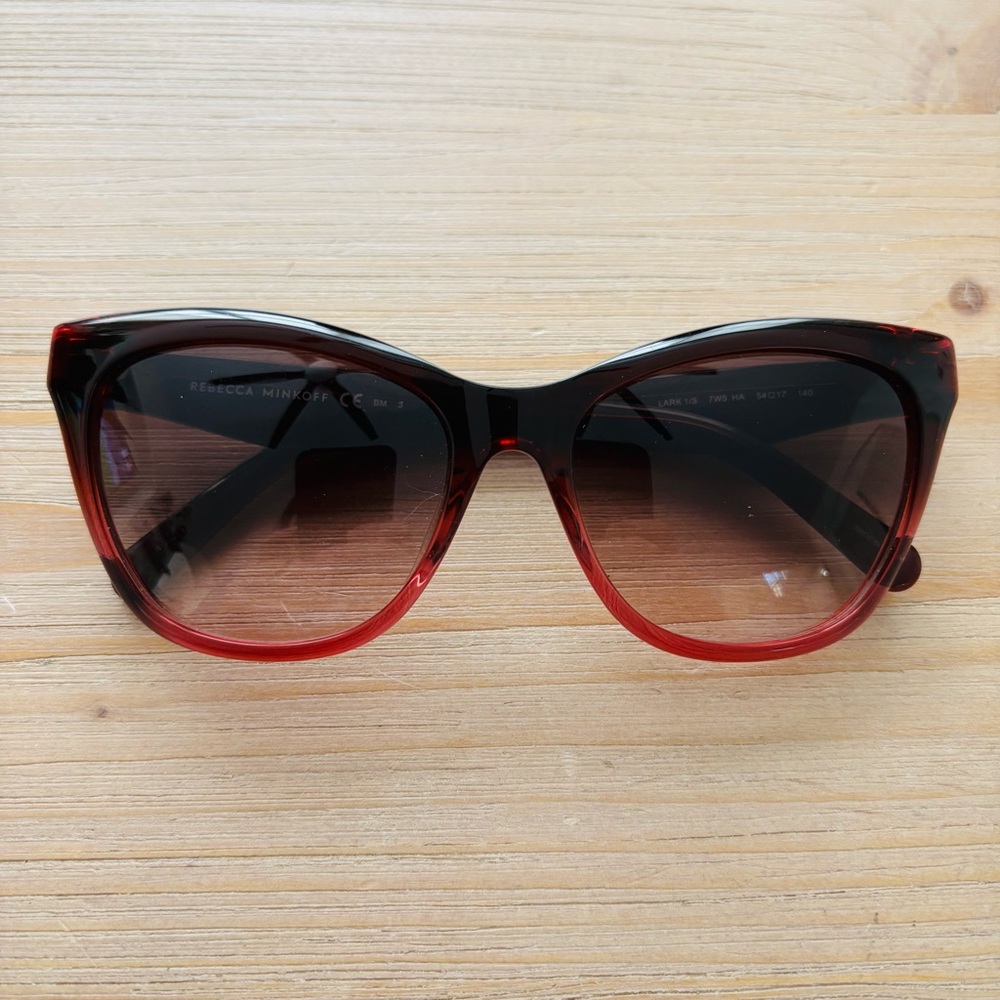 Rebecca Minkoff Women’s Sunglasses Black Red Gradient Designer Shades 54mm